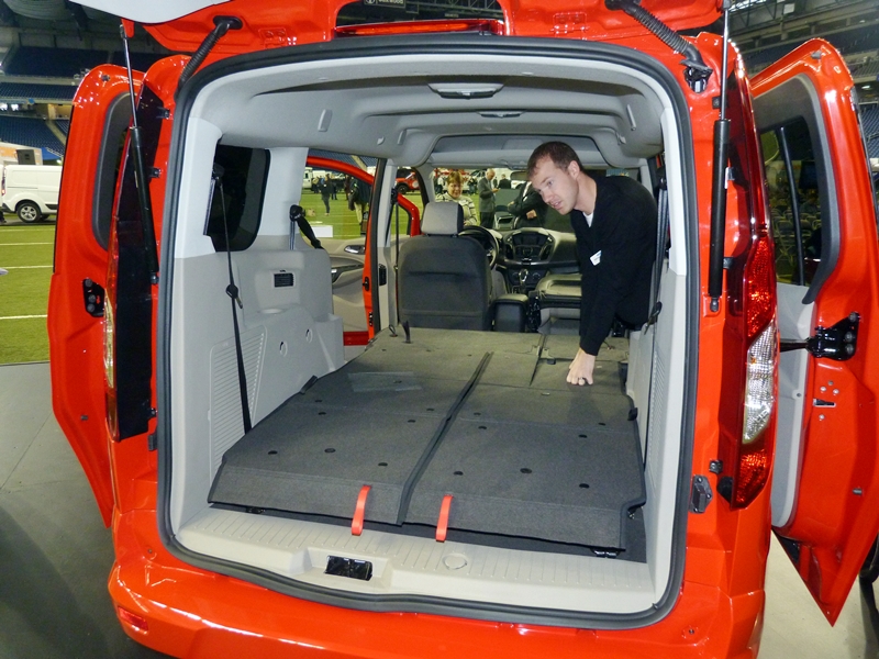 2014 Ford Transit Connect cargo area with seats folded