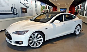 Tesla Model S front quarter showroom