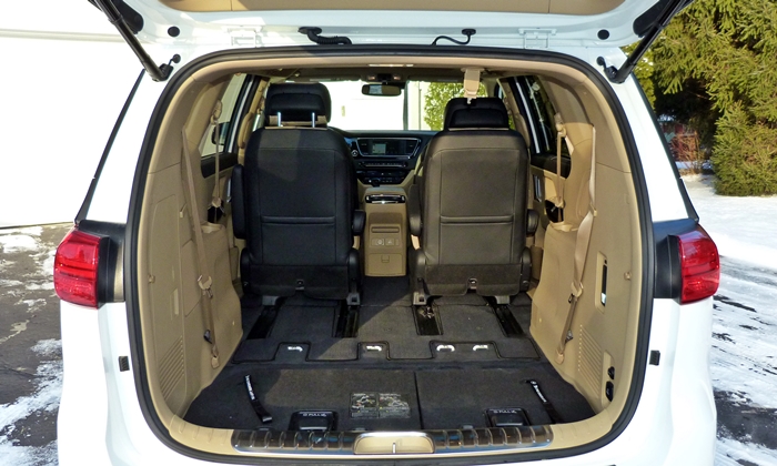 Sedona Reviews: Kia Sedona SXL max cargo volume