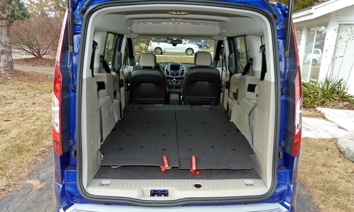 Transit Connect Reviews: Ford Transit Connect cargo area both rows folded